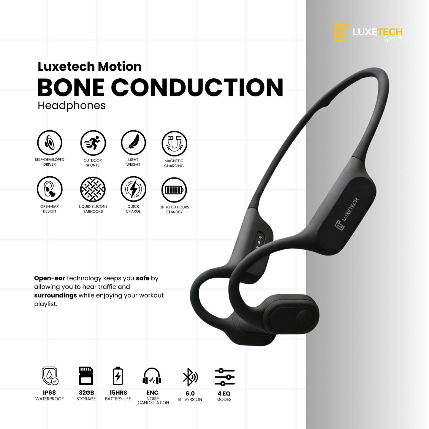 Luxetech Motion- Bone Conduction Headphones
