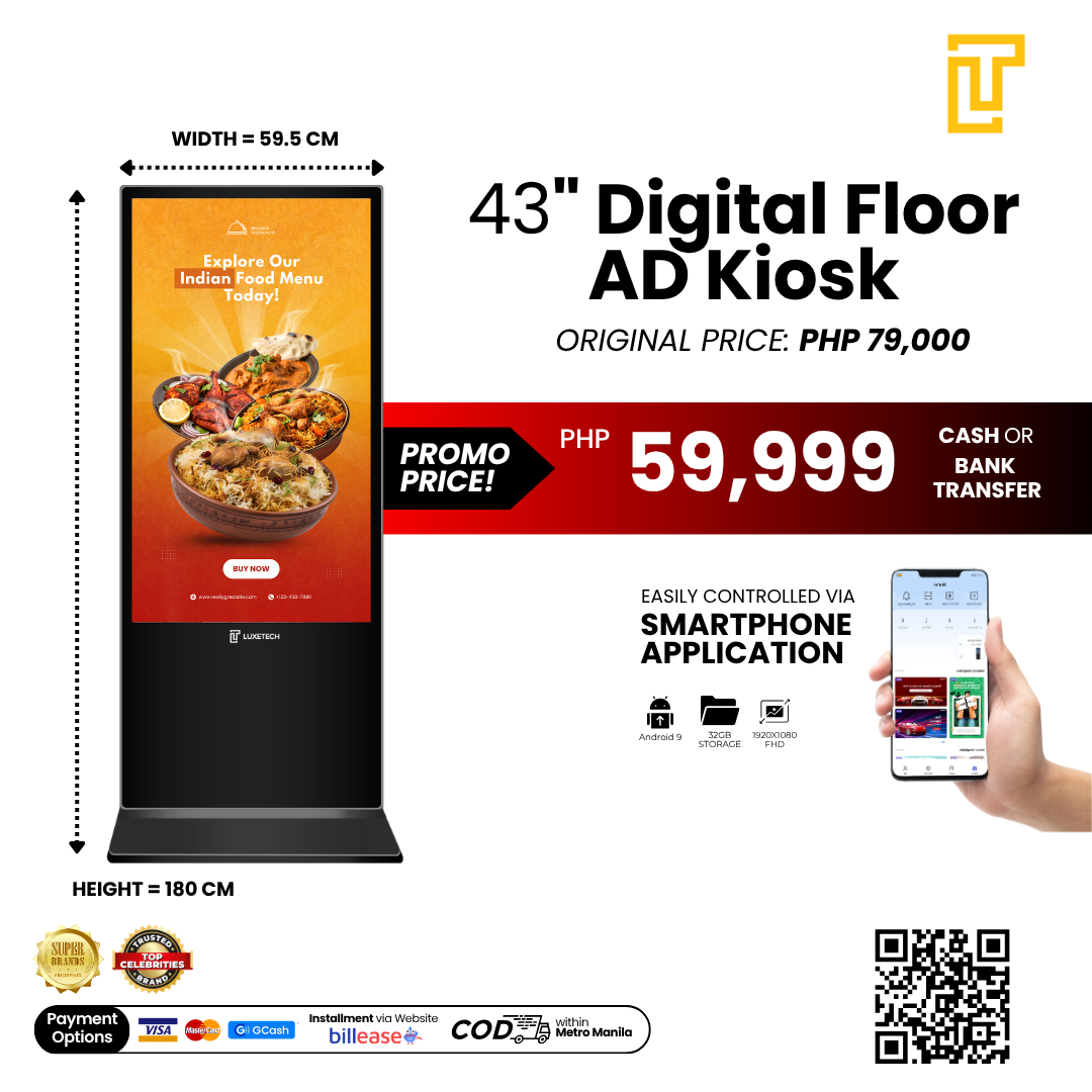 Luxetech Ad 43" and 55" - Digital Floor Stand Kiosk