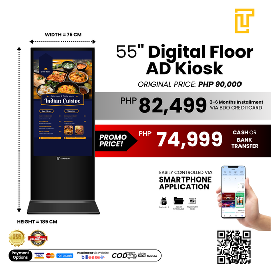 Luxetech Ad 43" and 55" - Digital Floor Stand Kiosk