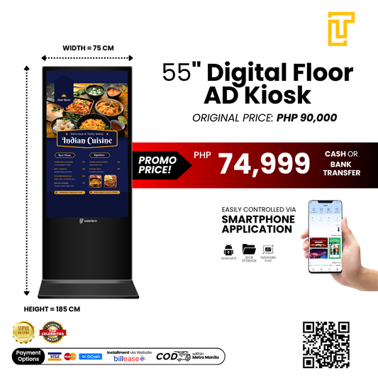 Luxetech Ad 43" and 55" - Digital Floor Stand Kiosk