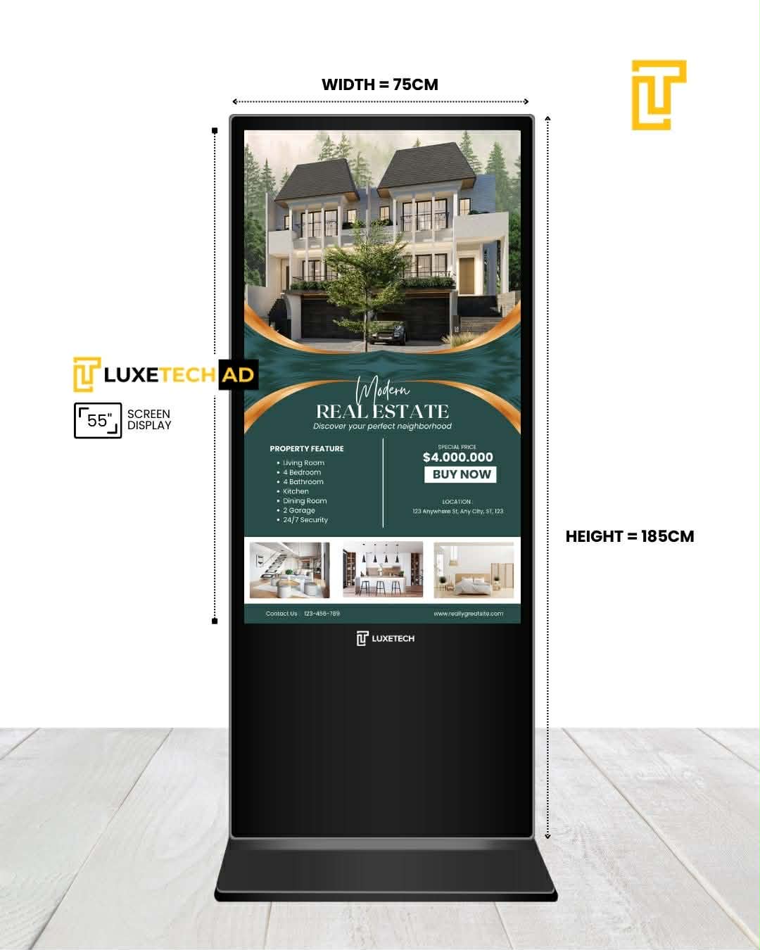 Luxetech Ad 43" and 55" - Digital Floor Stand Kiosk