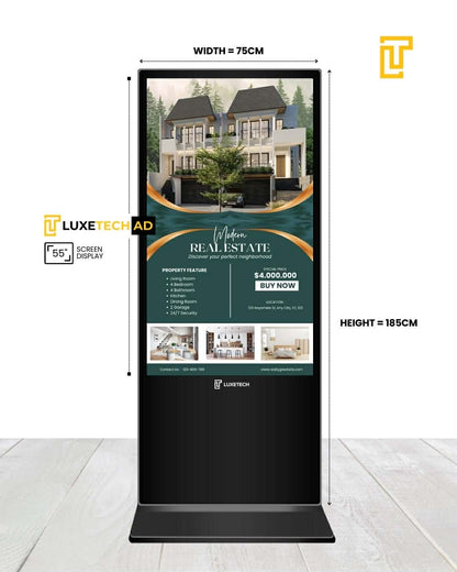 Luxetech Ad 43" and 55" - Digital Floor Stand Kiosk