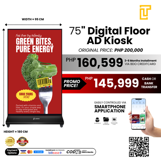 Luxetech Ad+ 75" - Digital Floor Stand Kiosk