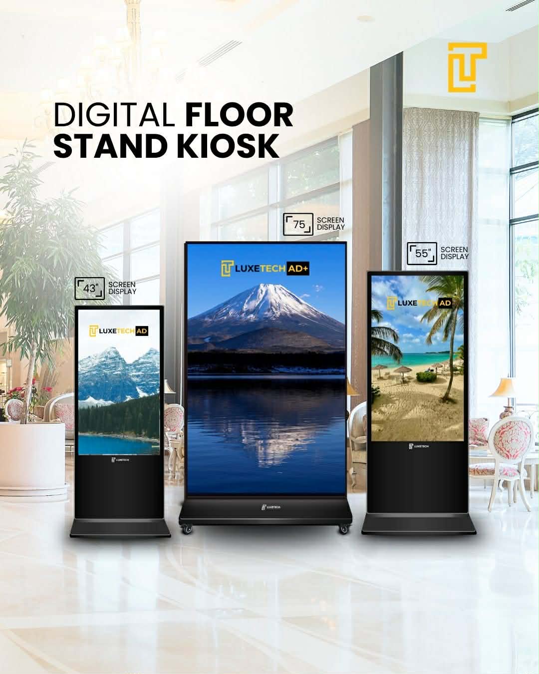 Luxetech Ad+ 75" - Digital Floor Stand Kiosk