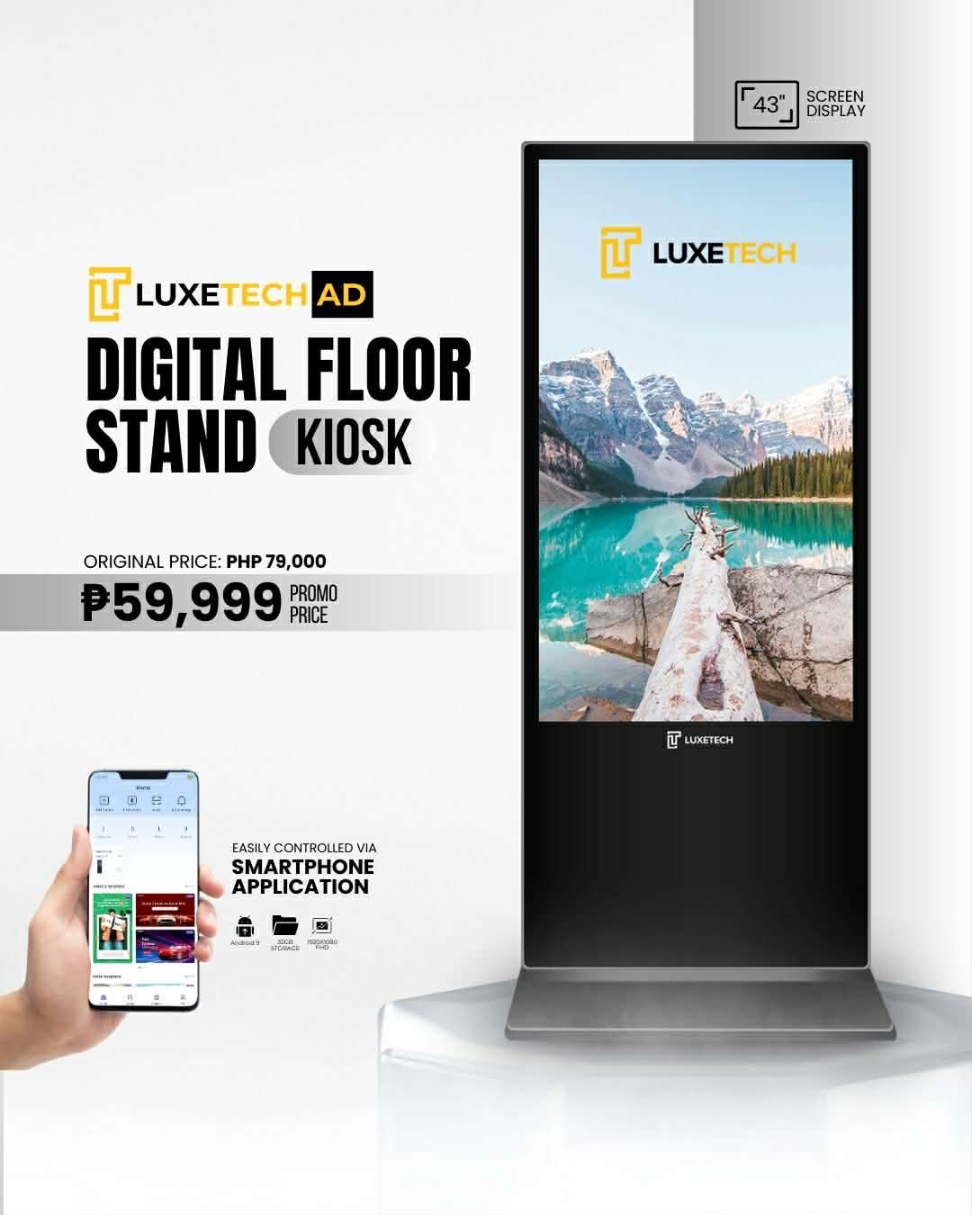 Luxetech Ad 43" and 55" - Digital Floor Stand Kiosk